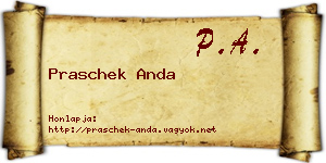 Praschek Anda névjegykártya